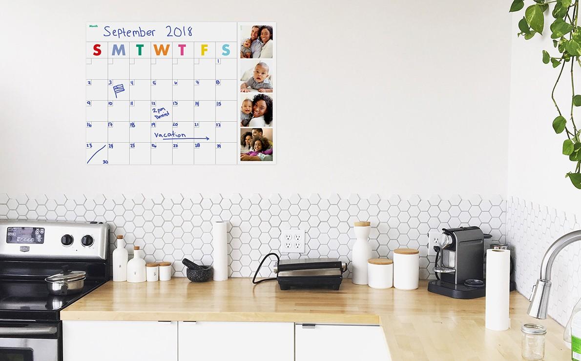 Dry Erase Decal Calendar Hanging in Kitchen
