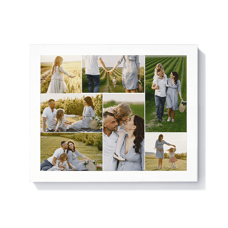 10x8" - 7 Photos, Wood or Silver Plate Frame